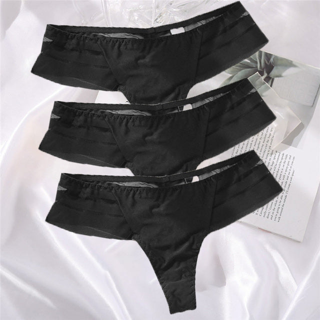 3PCS/Set Perspective G-String Sexy Low Waist Underwear Women See-Through Underpants Girls Intimates Lingerie Women Panties