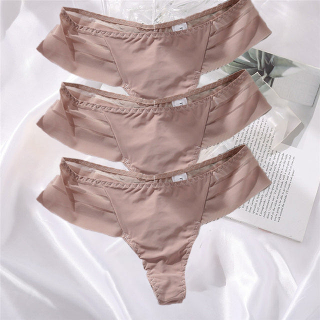 3PCS/Set Perspective G-String Sexy Low Waist Underwear Women See-Through Underpants Girls Intimates Lingerie Women Panties