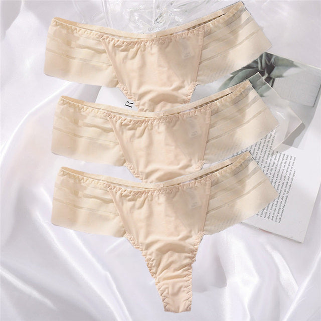 3PCS/Set Perspective G-String Sexy Low Waist Underwear Women See-Through Underpants Girls Intimates Lingerie Women Panties