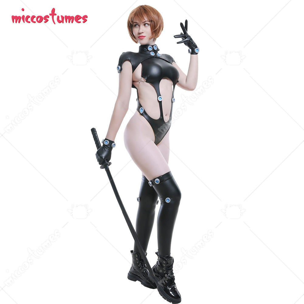 Anzu Yamasaki Shimohira Reika Women Cosplay Costume Xshotgun Sexy PU Leather Bodysuit Jumpsuit with Thigh High Stockings