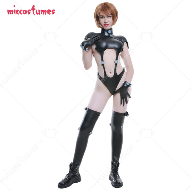 Anzu Yamasaki Shimohira Reika Women Cosplay Costume Xshotgun Sexy PU Leather Bodysuit Jumpsuit with Thigh High Stockings