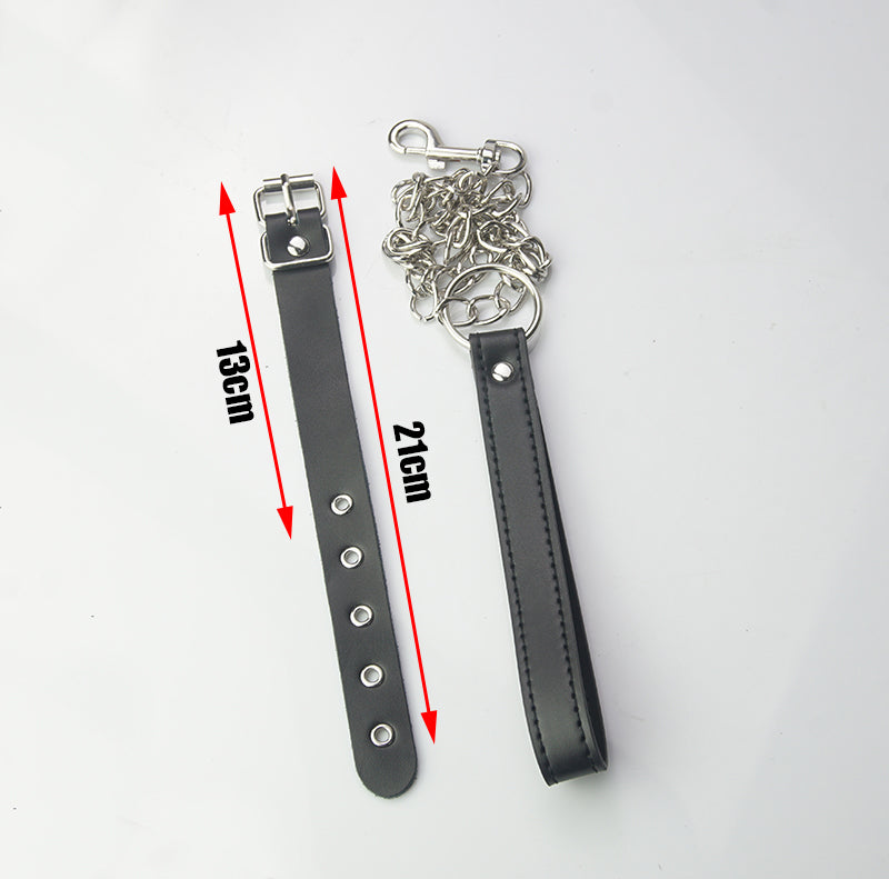 CBT Ball Stretcher/Sack/Tug/Sling, Leather Scrotum Bondage Cock Ring,Chastity Cage With Leash,BDSM Toys
