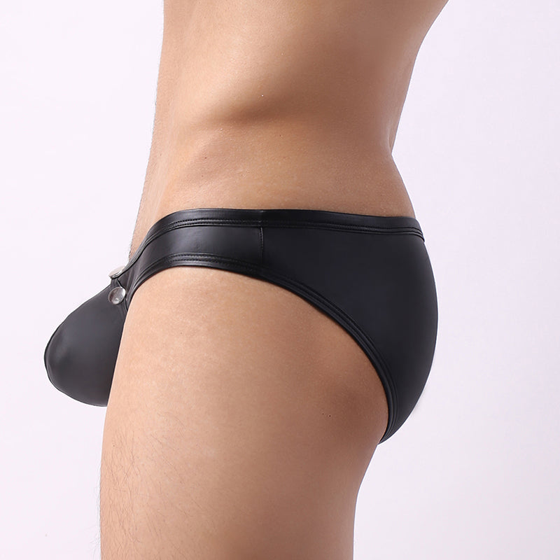 Leather Mens Panties Button Mens Underwear String Bikini Briefs Gay Underwear Men Underpants Penis Erotic Sexy Lingerie