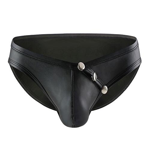 Leather Mens Panties Button Mens Underwear String Bikini Briefs Gay Underwear Men Underpants Penis Erotic Sexy Lingerie