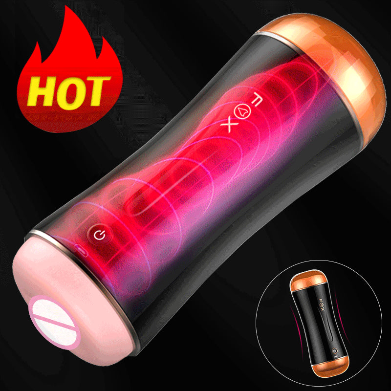 Masturbator Male 10 Speeds Vibrating Dual Channel Mouth Vagina Real Pussy Masturbator Erotic Sex Machine Adult Sex Toys for Men