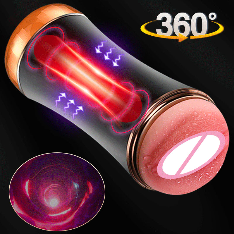 Masturbator Male 10 Speeds Vibrating Dual Channel Mouth Vagina Real Pussy Masturbator Erotic Sex Machine Adult Sex Toys for Men