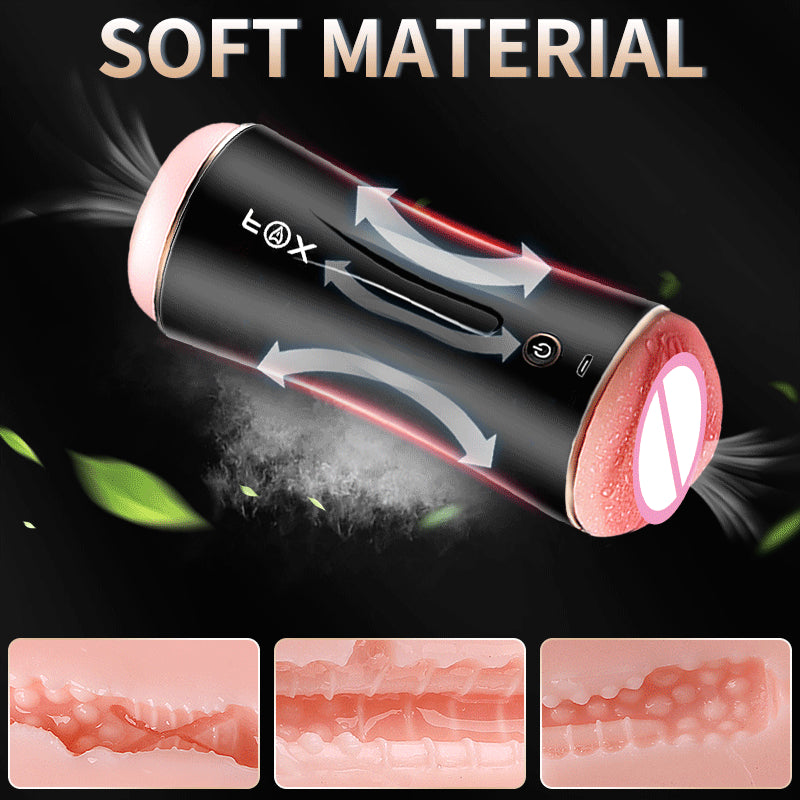 Masturbator Male 10 Speeds Vibrating Dual Channel Mouth Vagina Real Pussy Masturbator Erotic Sex Machine Adult Sex Toys for Men