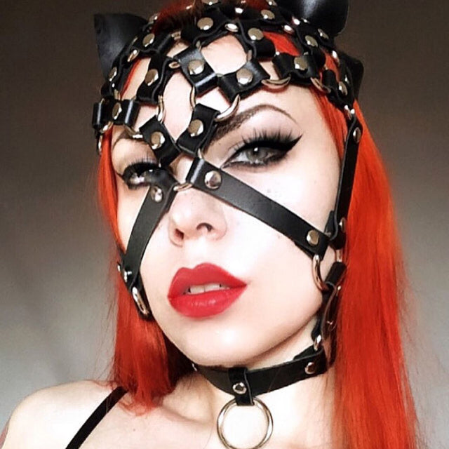 Spikes Rivets Studded Mask Women BDSM Leather Fetish Adult Erotic Mask Halloween Cosplay Anime Party Face Masks Squid Game
