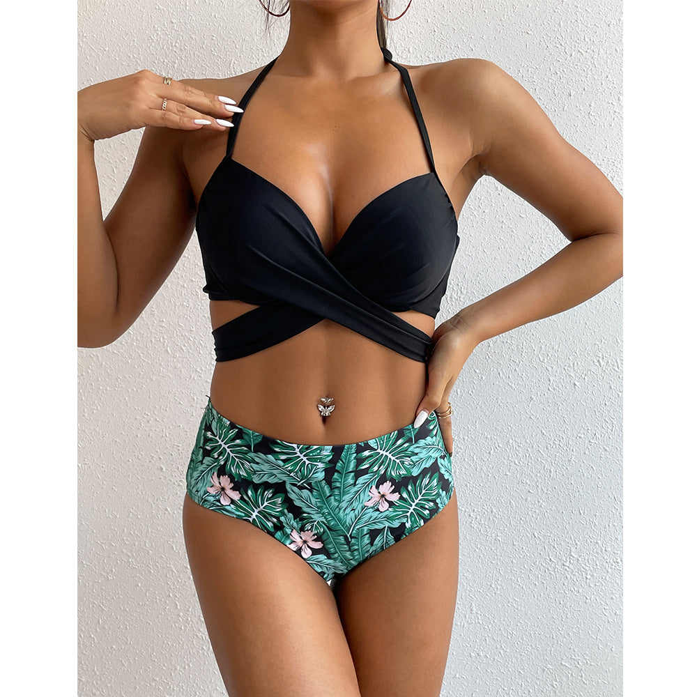Sexy Bikinis And Cover Set Women Swimsuit Printed Swimwear High Waist Summer Strappy Bathing Suit Beach Wear Biquini Female