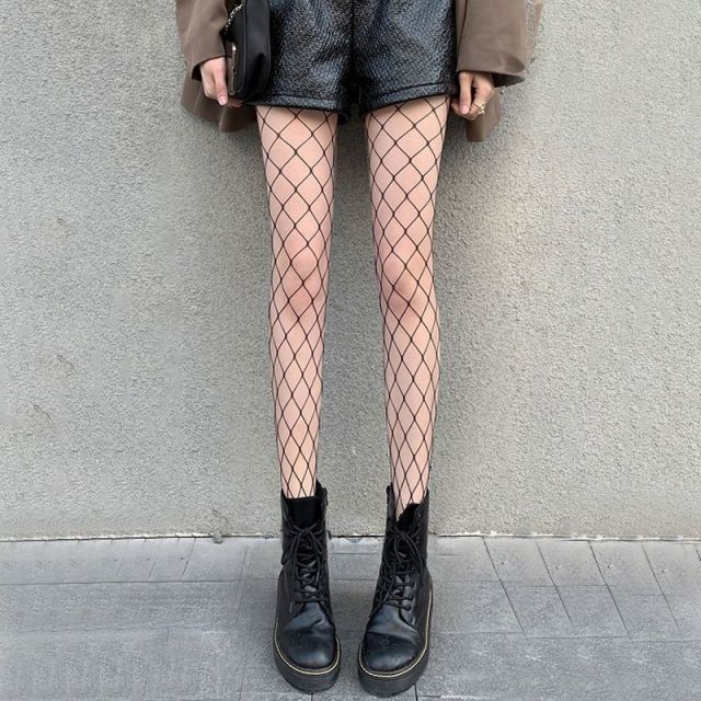 Women Anime Cosplay Lolita Girls Tights Black Sexy High Waist Fishnet Nylon Stocking Mesh Hosiery Pantyhose