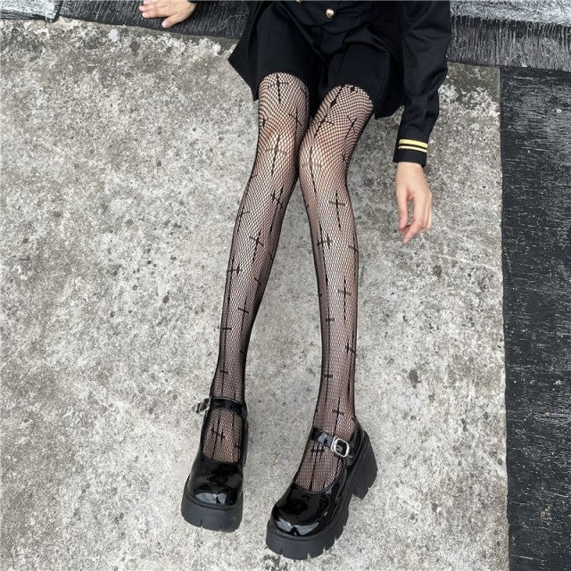 Women Anime Cosplay Lolita Girls Tights Black Sexy High Waist Fishnet Nylon Stocking Mesh Hosiery Pantyhose