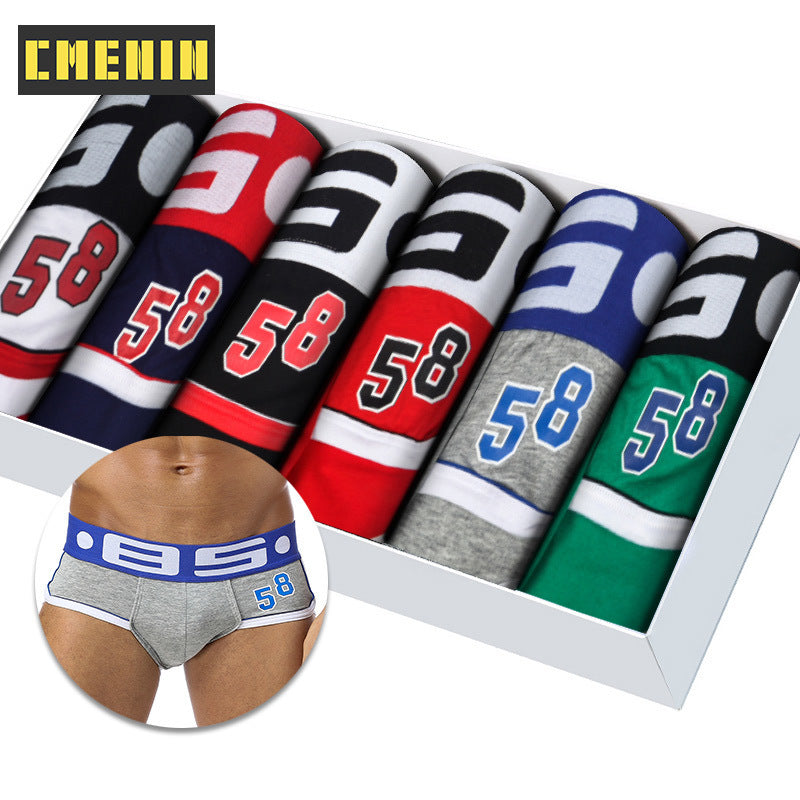6Pcs/Lot Sexy Lingerie Men Underwear Briefs Cotton Soft Mens Underpants Cueca Male Panties Breathable Slip Briefs Underwear Man