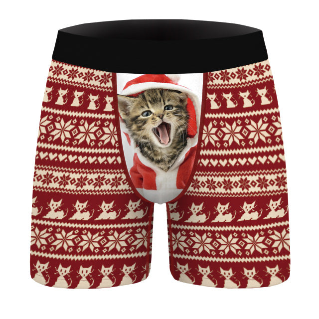 OneLineFox Christmas Underwear Men Boxer Panties Underwear Male Boxer Shorts Boxershorts Long Underpants Calzoncillos Hombre