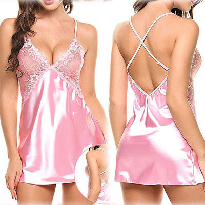 Women Sexy Nightdress Lingerie Lace Satin Silk Sleepwear Sex Hot Erotic Top Underwear Nightgown Babydolls Pajamas Exotic Costume
