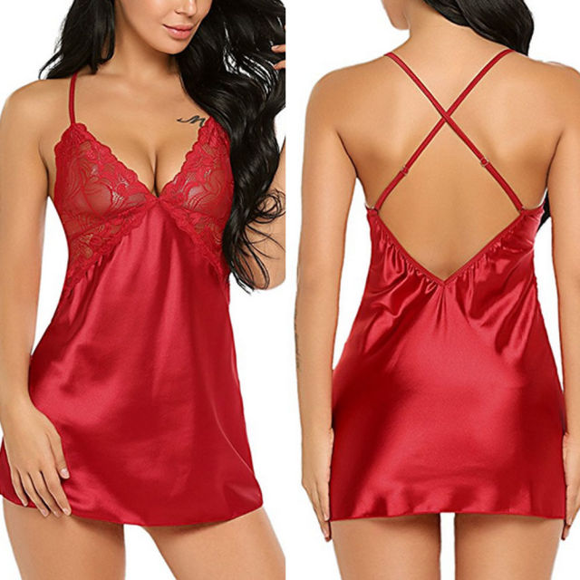 Women Sexy Nightdress Lingerie Lace Satin Silk Sleepwear Sex Hot Erotic Top Underwear Nightgown Babydolls Pajamas Exotic Costume