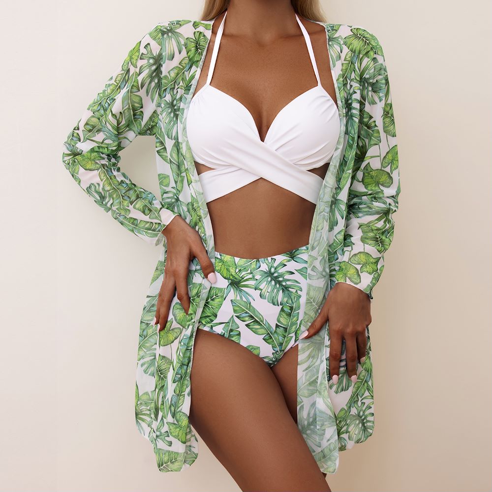 Sexy Bikinis And Cover Set Women Swimsuit Printed Swimwear High Waist Summer Strappy Bathing Suit Beach Wear Biquini Female