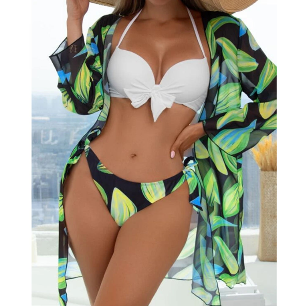 Sexy Bikinis And Cover Set Women Swimsuit Printed Swimwear High Waist Summer Strappy Bathing Suit Beach Wear Biquini Female