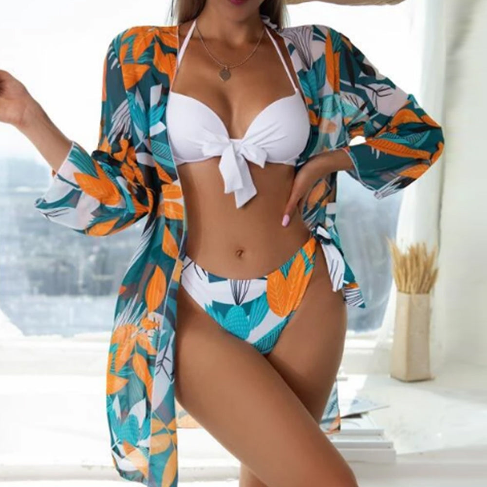 Sexy Bikinis And Cover Set Women Swimsuit Printed Swimwear High Waist Summer Strappy Bathing Suit Beach Wear Biquini Female
