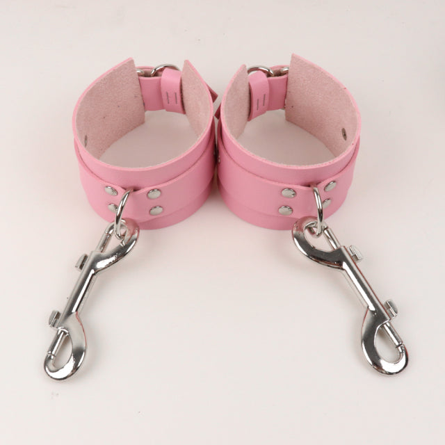 Pink Harness Women Full Body Bondage Cage PU Leather Garter Set Sexy Lingerie Suit Bra Chest Thigh Leg Straps Bdsm Rave Clothes