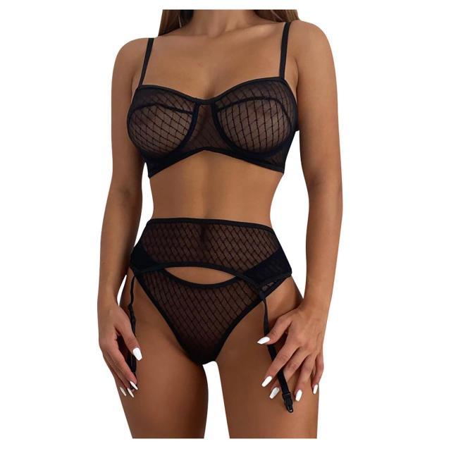Lingerie Sexy Hot Erotic Intimates Bra Sets Panty G-string Set Sexy Transparent Lingerie Lace Open Bra Brief Sets