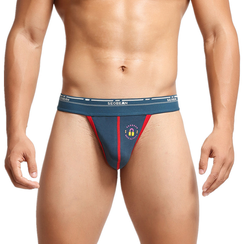 SEOBEAN Men Sexy T Back Thong Cotton Underwear Men Briefs Breathable Low waist Sweat-absorbent Panties Underpants men thongs