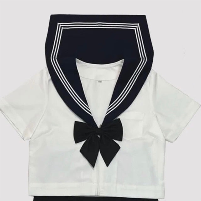 Japanese School Girl Uniform Plus Size JK Black Sailor Basic Cartoon Navy Sailor Uniform sets Navy Costume Women girl costume