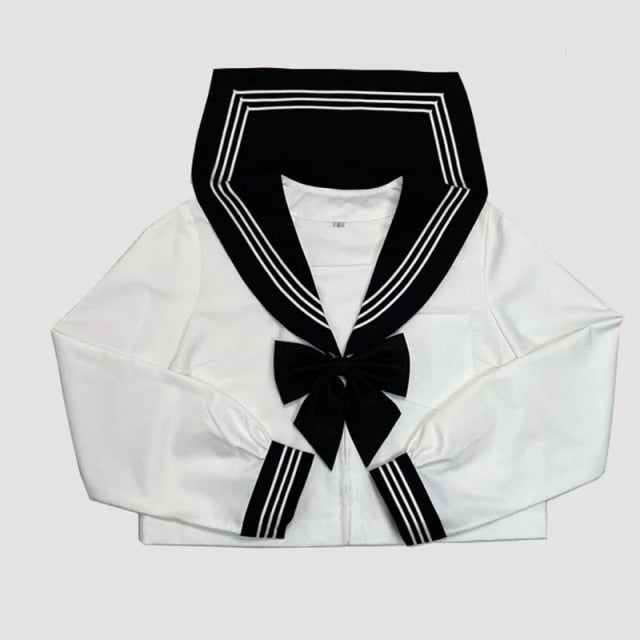 Japanese School Girl Uniform Plus Size JK Black Sailor Basic Cartoon Navy Sailor Uniform sets Navy Costume Women girl costume