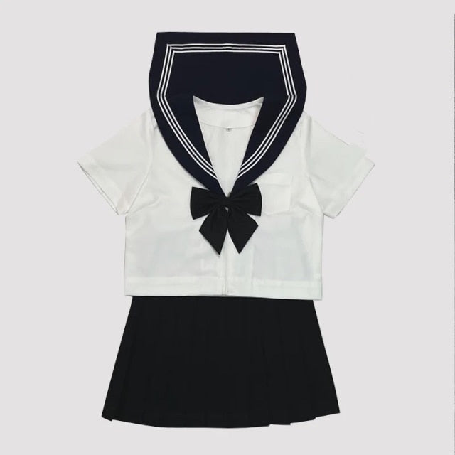 Japanese School Girl Uniform Plus Size JK Black Sailor Basic Cartoon Navy Sailor Uniform sets Navy Costume Women girl costume