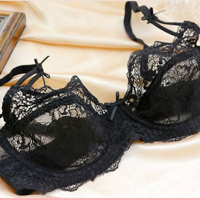 underwear bra set white Black mesh big Plus Size transparent Lace Bra Set push up sexy bra and panty sets