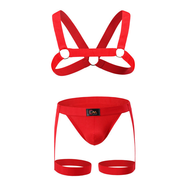 Underwear Men Sexy Harness Straps Bondage Leg Belt Lingerie Briefs Elastic Erotic Fetish Hollow Costume Set Hombre