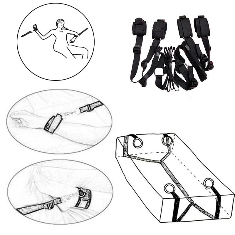 Adult Sex Products BDSM Sex Bondage Erotic Bondage Bed Games Set Women Handcuffs Ankle Cuff Restraints Sex Toys for Couples New