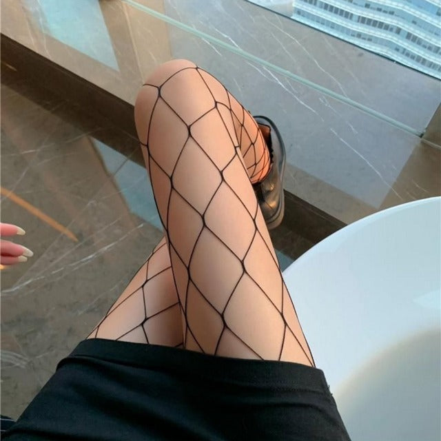 Sexy Fishnet Stockings Hollow Out Woman Socks Transparent Sexy Knee High Socks Kawaii Long Socks Korean Style Gothic