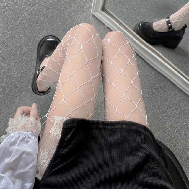 Sexy Fishnet Stockings Hollow Out Woman Socks Transparent Sexy Knee High Socks Kawaii Long Socks Korean Style Gothic