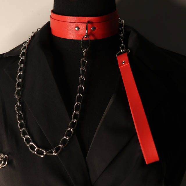Tie Women Necktie Leather Choker Necklace Bondage Cosplay Party Collar Gothic Black Belt Punk Rock Accessories Fetish Sex Toys
