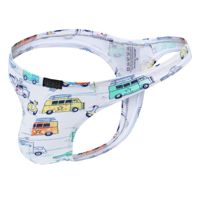 Mens Thong Underwear Sexy Cotton Print U-convex Pouch Men Thongs G-Strings Tangas Hombre Ropa Interior T-back Thongs