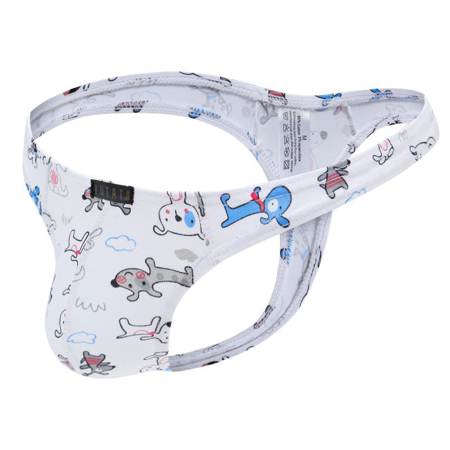 Mens Thong Underwear Sexy Cotton Print U-convex Pouch Men Thongs G-Strings Tangas Hombre Ropa Interior T-back Thongs