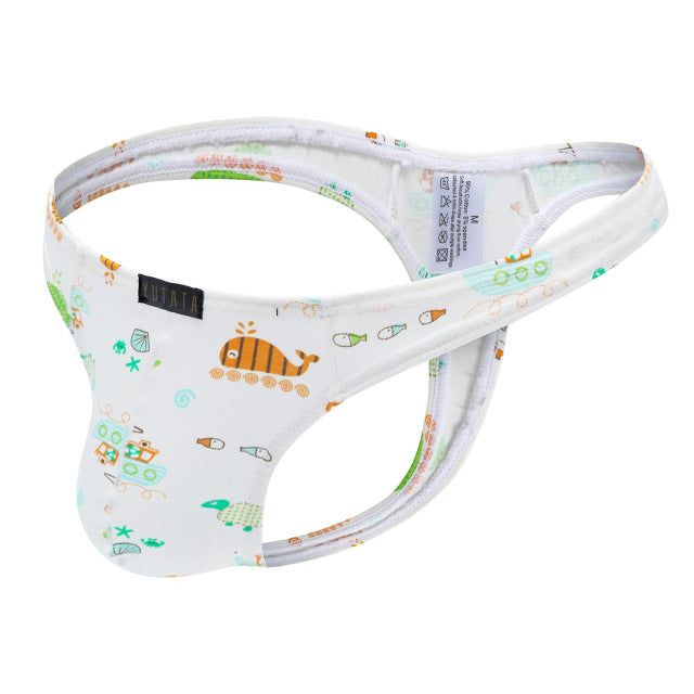 Mens Thong Underwear Sexy Cotton Print U-convex Pouch Men Thongs G-Strings Tangas Hombre Ropa Interior T-back Thongs