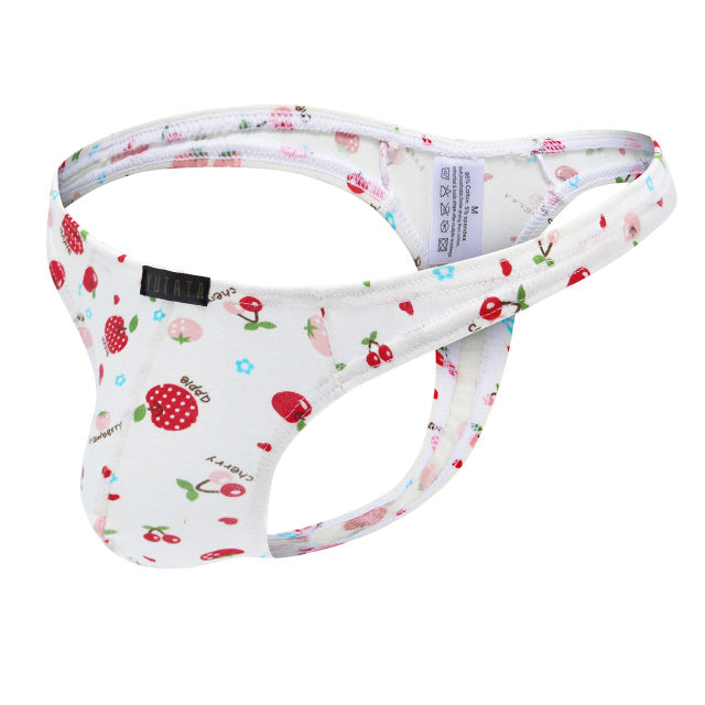 Mens Thong Underwear Sexy Cotton Print U-convex Pouch Men Thongs G-Strings Tangas Hombre Ropa Interior T-back Thongs