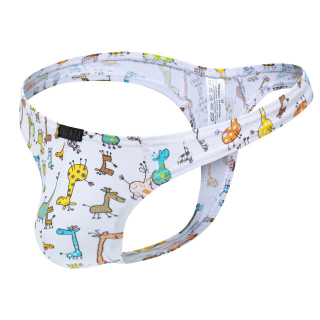 Mens Thong Underwear Sexy Cotton Print U-convex Pouch Men Thongs G-Strings Tangas Hombre Ropa Interior T-back Thongs