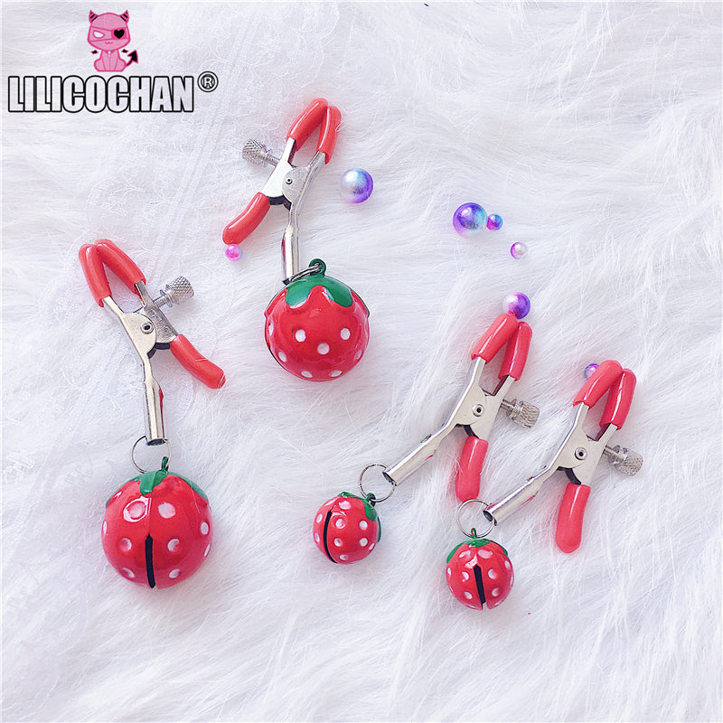 Red Strawberry Women Sexy Cute Adjustable Nipple Clamp Breast Toys Handmade 1 Pair For Couples Cosplay Costumes Accessories New