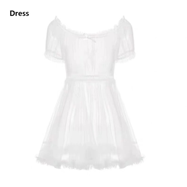 Lingerie White White Erotic Perspective Kawaii Lace Sleepwear Temptation