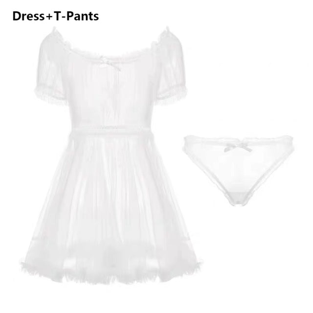 Lingerie White White Erotic Perspective Kawaii Lace Sleepwear Temptation