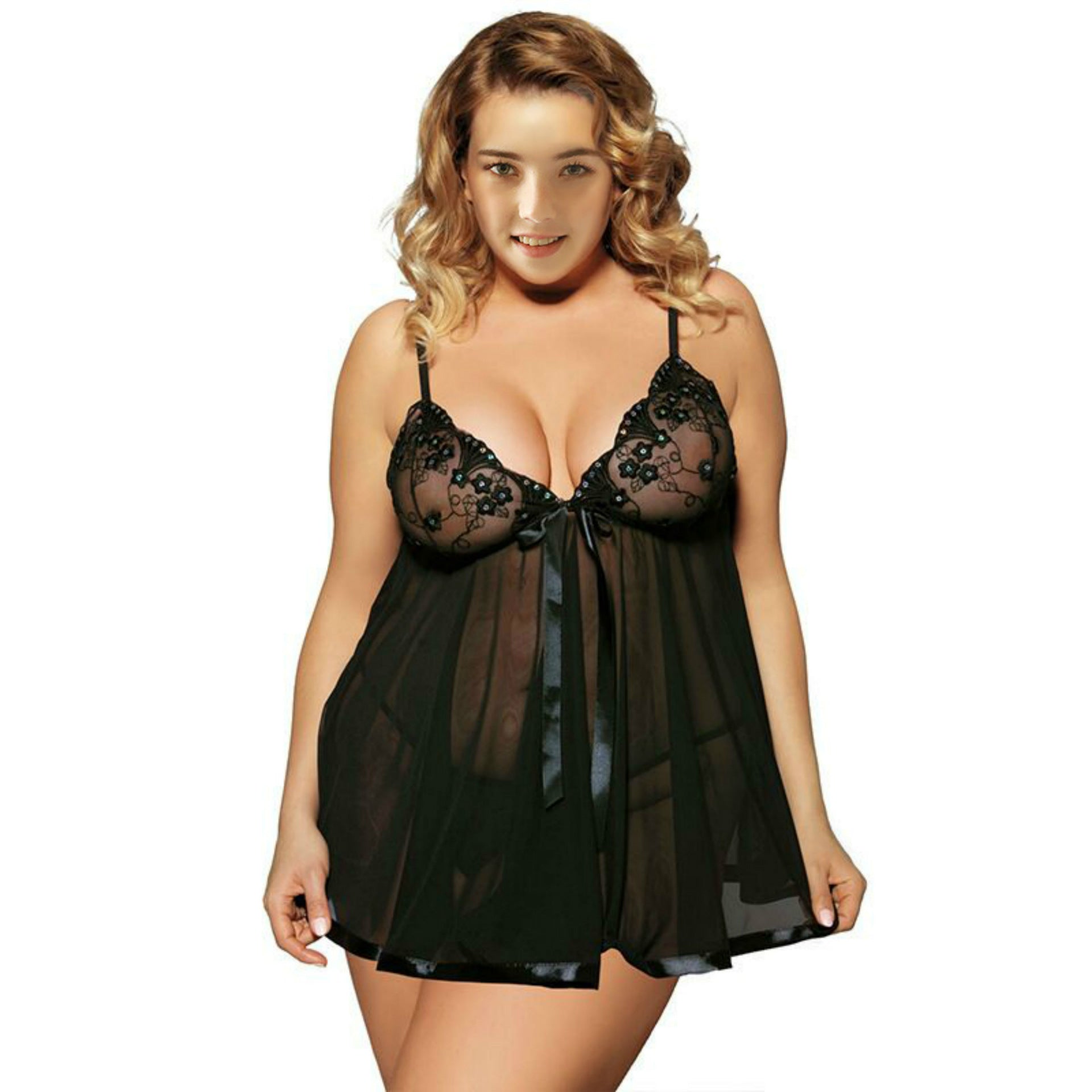 Fashion Sexy Sleepwear Large Size Night Dress Lingerie Women Front Closure Nightwear Sexy Lace Temptation Underwear Nightdress
