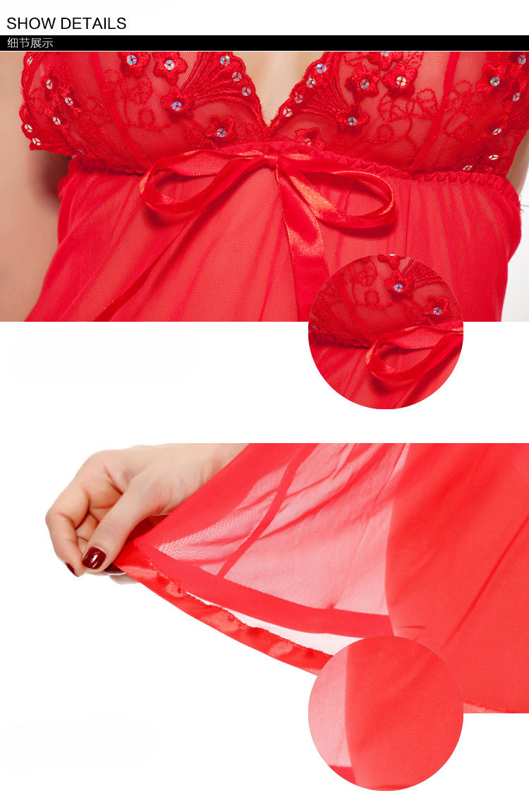 Fashion Sexy Sleepwear Large Size Night Dress Lingerie Women Front Closure Nightwear Sexy Lace Temptation Underwear Nightdress