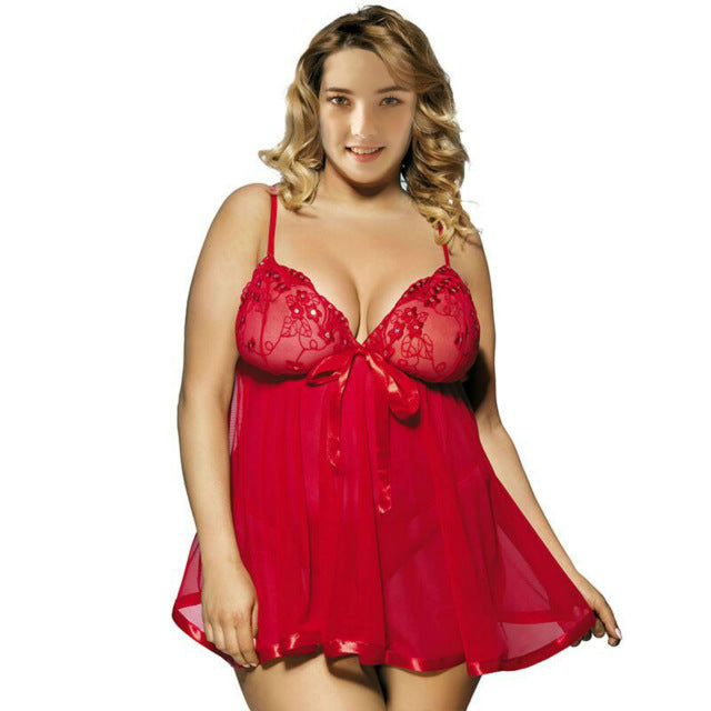 Fashion Sexy Sleepwear Large Size Night Dress Lingerie Women Front Closure Nightwear Sexy Lace Temptation Underwear Nightdress