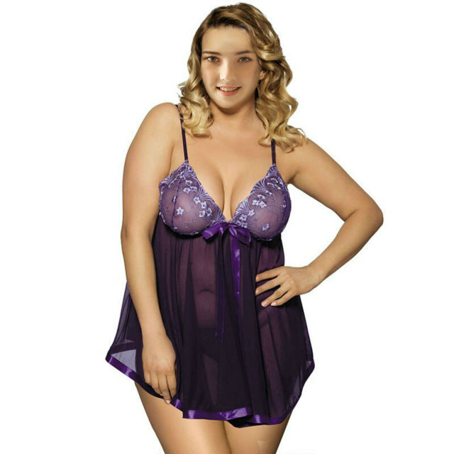Fashion Sexy Sleepwear Large Size Night Dress Lingerie Women Front Closure Nightwear Sexy Lace Temptation Underwear Nightdress