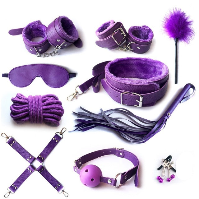 Leather  Sex Toys For Adult Game Erotic BDSM Sex Kits Bondage Handcuffs Sex Game Whip Gag SM Bdsm Toys Nipple Clamps