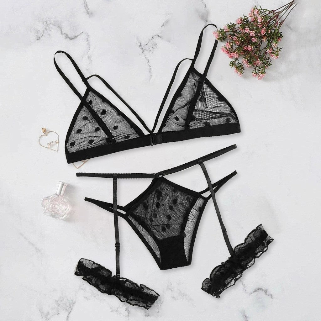 Lace Lingerie Underwear Set Black Transparent Lace Temptation