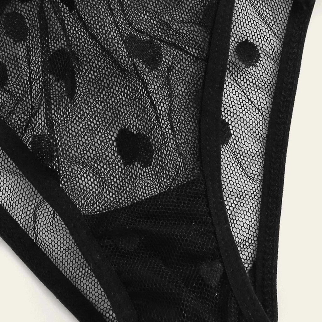 Lace Lingerie Underwear Set Black Transparent Lace Temptation