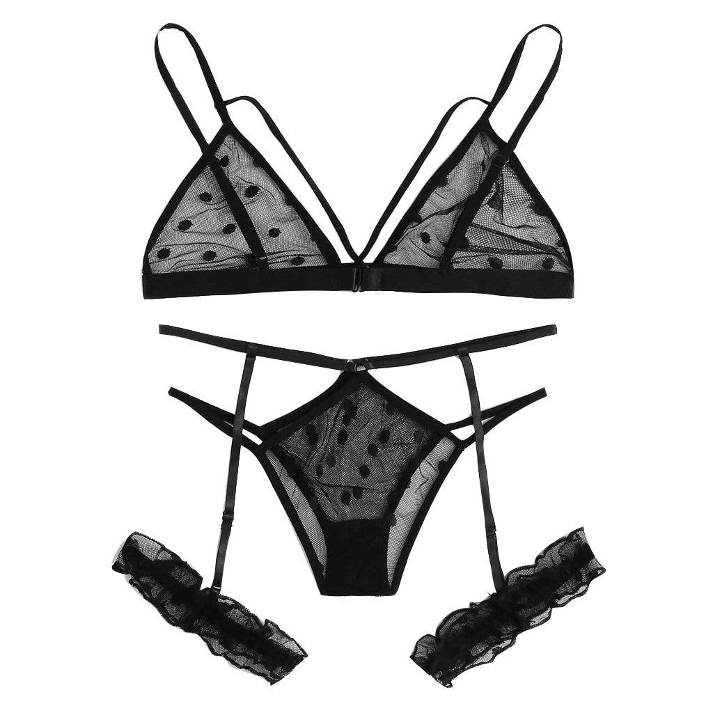 Lace Lingerie Underwear Set Black Transparent Lace Temptation